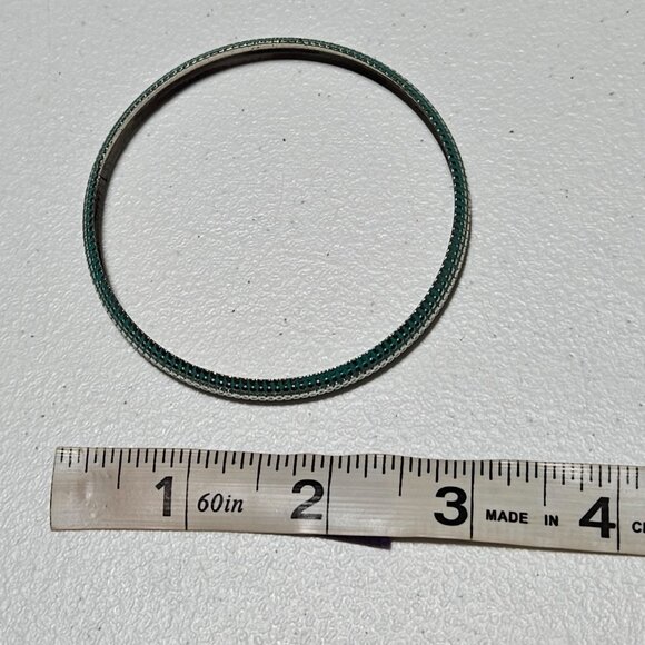 Turquoise Textured Bangle Bracelet Silver Tone Plated Boho Fashion Jewelry Women - Picture 4 of 4